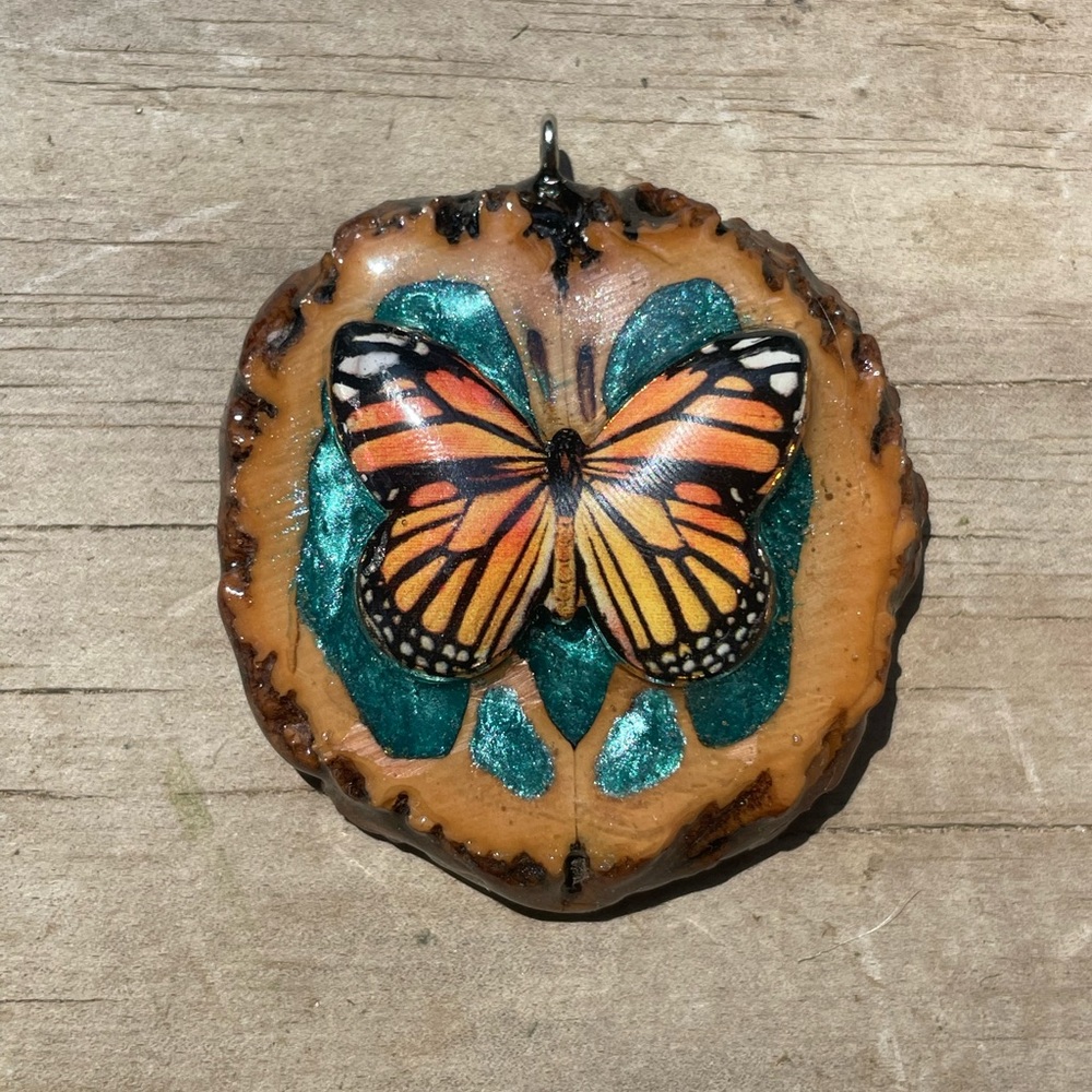 Butterfly Walnut Pendant